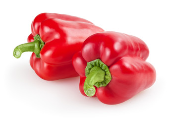 Red bell peppers isolated on white background