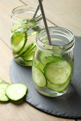 Jar of water and cucumber
