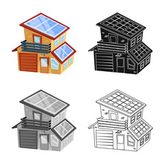 Isolated object of building and battery symbol. Collection of building and house vector icon for stock.
