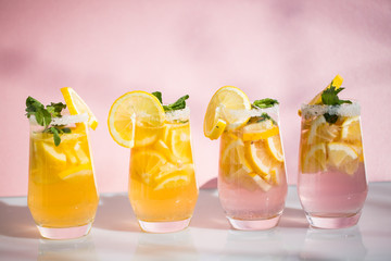 Lemonade homemade, pink background