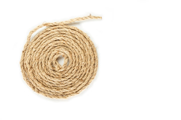 rope coil roll on white background.