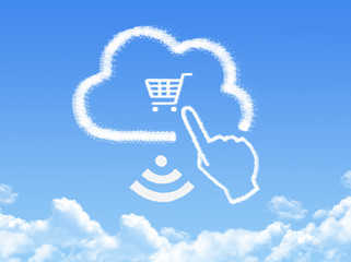 Cloud Computing Concept.Click shopping cart cloud shape