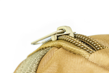 zipper bag color khaki texture.