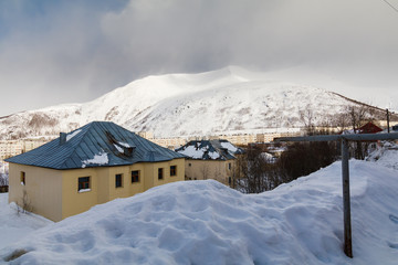 view of the mountain, the city of Kirovsk, Murmansk region, Russia