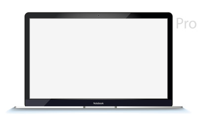 Realistic laptop isolated on white background. computer notebook with empty screen. blank copy space on modern mobile computer.