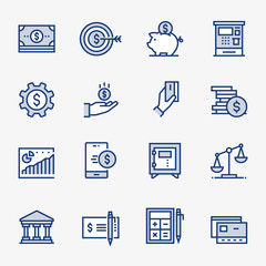 Banking And Money Colored Outline Icons. Pixel Perfect