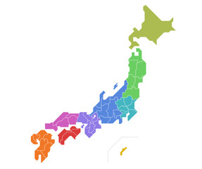 日本地図　地方別　県別