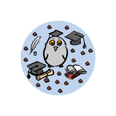 Hand drawn of graduation day in circle - vector Illustration