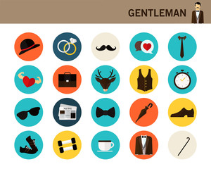 gentleman concept flat icons.