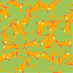 UFO camouflage of various shades of green and orange colors
