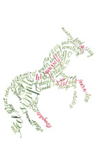 Figurative colorfull calligraphy of unicorn