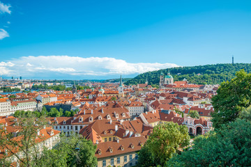 Fototapeta premium Panoramic scenic view of Prague city skyline, Prague, Czech Republic