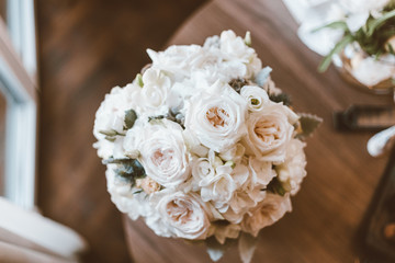 bridal bouquet with white roses
