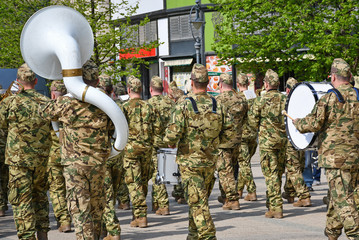 Military brass band on the street