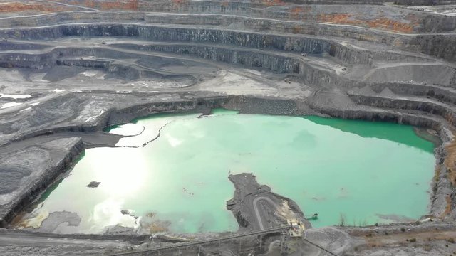 Aerial coal rock quarry 4k