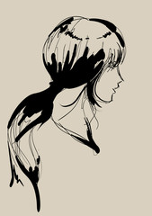 Fashion girls face. Woman face. Hand-drawn fashion model. Vector illustration for you design in graphic style.