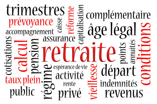 nuage de mots sur la retraite