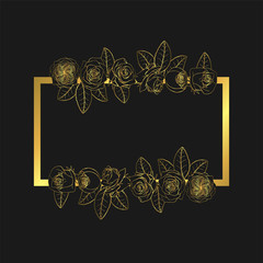 Hand drawn doodle style rose flowers wreath. floral design element.