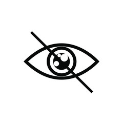 Dont look vector icon, crossed out eye illustration. simple icon. White icon