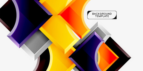 3d futuristic shapes vector abstract background made of glossy pieces with light effects