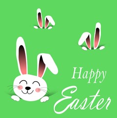 Easter rabbit, easter Bunny, green Easter postcard or banner