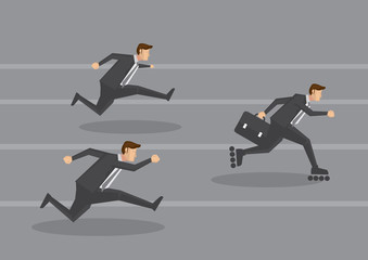 Business Executive on Fast Track Concept Vector Illustration