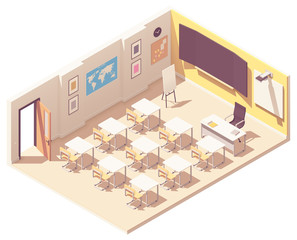 Vector isometric school classroom