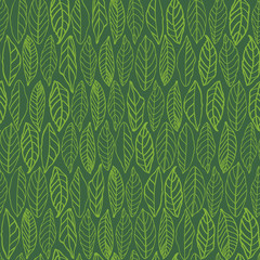 Green pattern with line art leaves.