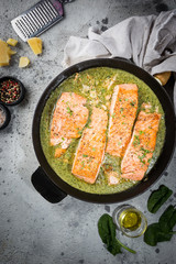 Grilled Salmon with cream sauce