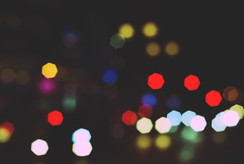 night colorful bokeh abstract blurred light wallpaper background.