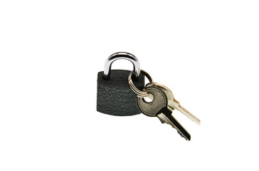 padlock and keys isolated on white background