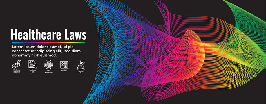 Health Laws and Legal icon set depicting various aspects of the legal system