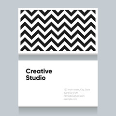 Business card template with black and white pattern background, version 1. Vector graphic design elements editable for company and entrepreneur.