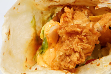 deep friend crispy chicken tenders cheese tortilla roll