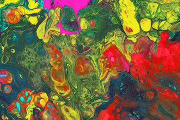 watercolor colorful background.Mix paint with bubbles