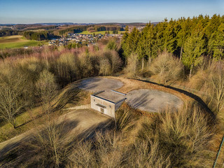 Aerial view of a bunker with helipad in Marienheide - Kalsbach..