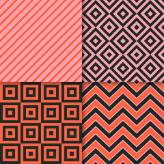 Classic geometric patterns vector set. Textile fabric prints, geometric backgrounds