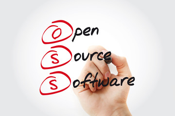 OSS - Operational support system acronym with marker, technology concept