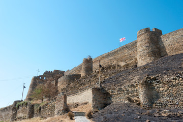 Gori, Georgia - Jul 04 2018: Ruins of Gori fortress. a famous Historic site in Gori, Shida Kartli, Georgia.