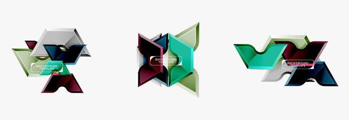 Geometric banner made of glossy geometric shapes, for background or abstract logo element