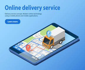 Delivery service concept of cargo by truck