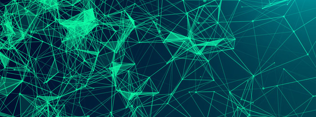 Abstract polygonal vector science background with connecting dots and lines.