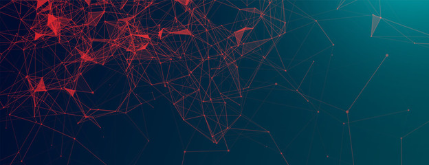 Abstract polygonal vector science background with connecting dots and lines.
