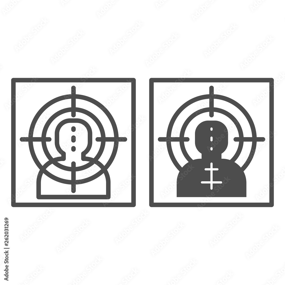 Poster target line and glyph icon. shooting target vector illustration isolated on white. aim outline style