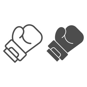 Boxing glove line and glyph icon. Sport equipment vector illustration isolated on white. Box outline style design, designed for web and app. Eps 10.