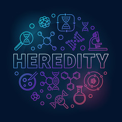 Heredity vector circular colorful thin line illustration on dark background