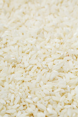 White rice background and texture. Rice grain. View from above. Close-up