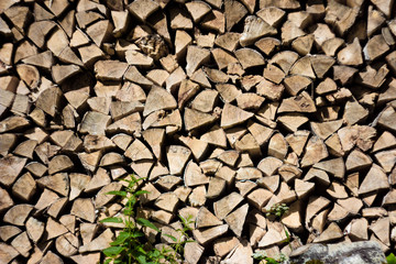 Pile of firewood chop on a stack
