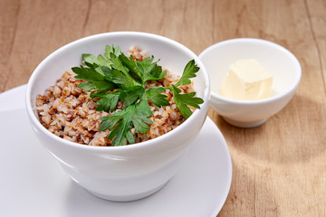 Bowl of tasty buckwheat porridge