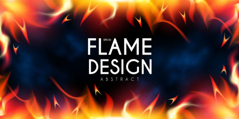Burning Fire Abstract Background. Flame Power. Light Effect.